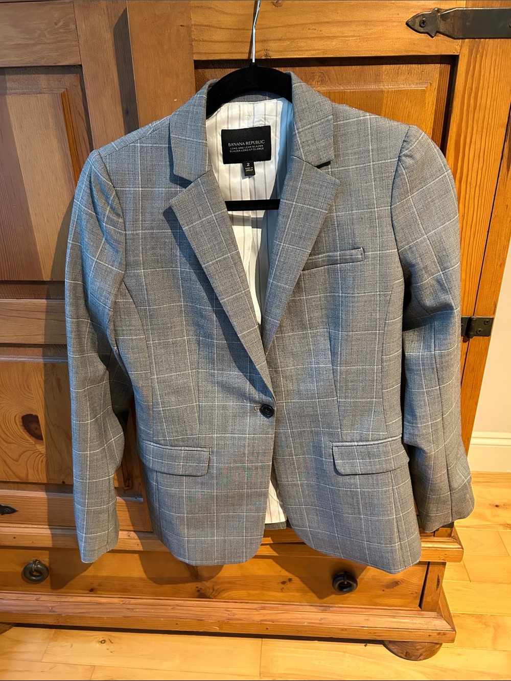 Banana Republic Light Gray Windowpane blazer